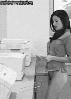 hairy pussy gifs dark haired bottomless babes At the office bottomless