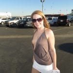 flashing panties of a red haired girl