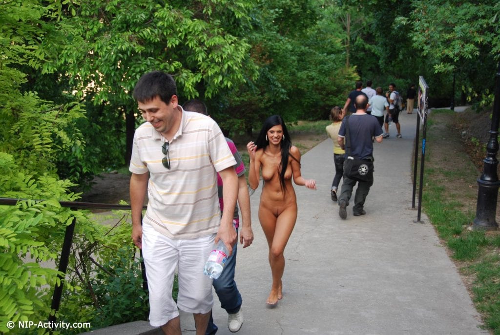 pierced nudes dark haired  Dark haired slut struts nude through the park, teasing onlookers