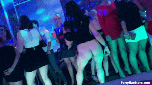 Twisting bare ass at college party