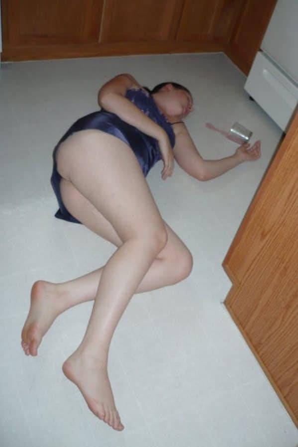 upskirt bottomless Drunk slut laying down on the floor