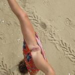 Hotwife level 1 on beach – take off panties, put on anklet
