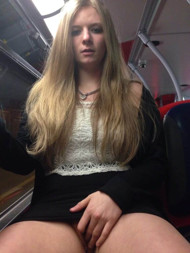shaved pussy pussy flash public flashing masturbation hotwife blonde babes  Can You Handle a Blonde Hotwife Flashing Her Pussy on Public Transport?