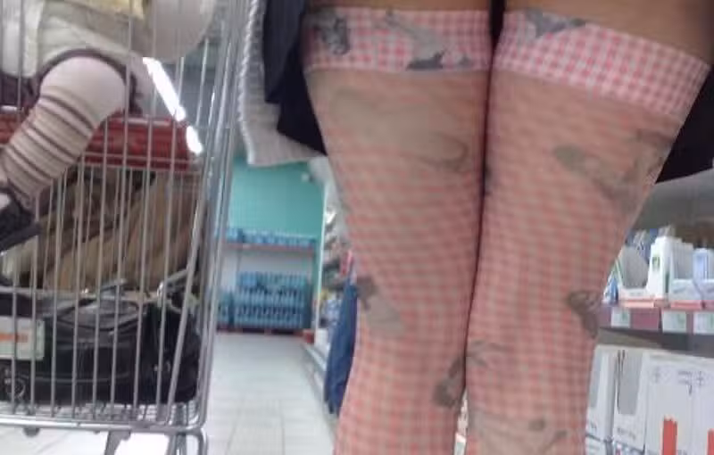 Hotwife shopping without panties