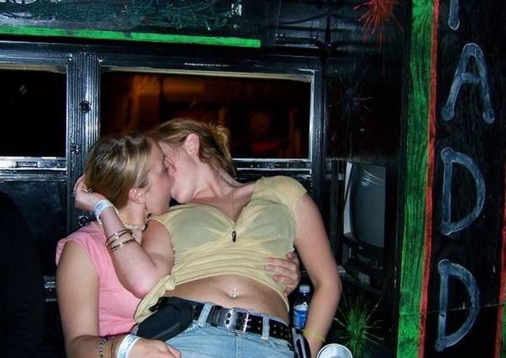 Lesbian couple kissing and flashings panties