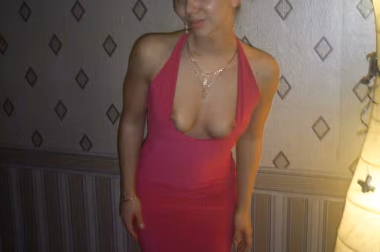 Her date dress looks perfect without bra