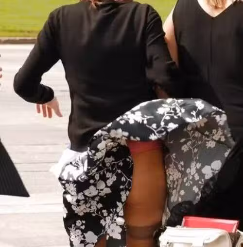 flying skirt flashing her panties