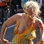 Cute Redhead Wife Flashing From a Car