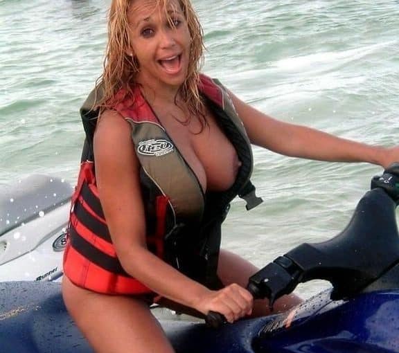 very big tits under a life jacket