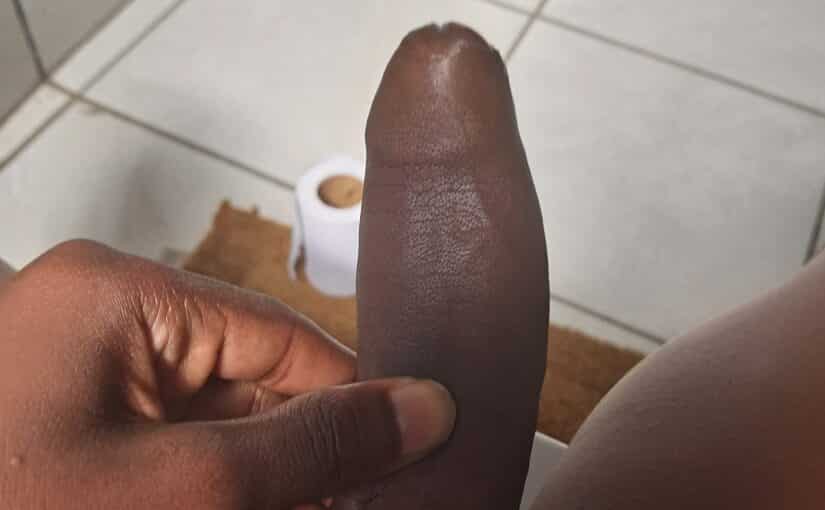 Thick Black Cock in Bathroom Masturbation