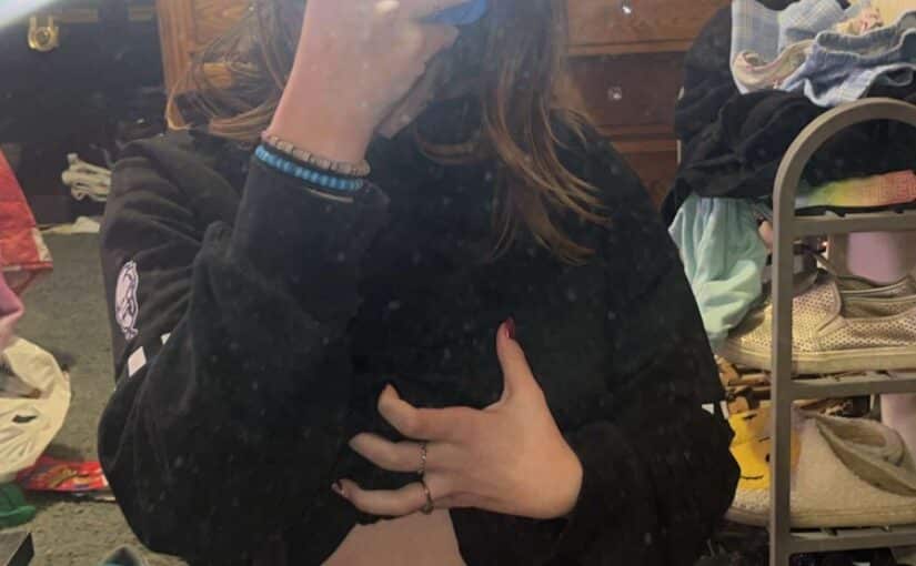 Hannah Wass 20: Brunette Boobs Flashing in Bedroom